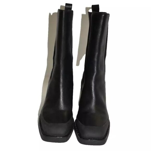 New! Tory Burch Expedition Leather 9 M Chelsea Black Boots DD386 - Picture 6 of 7